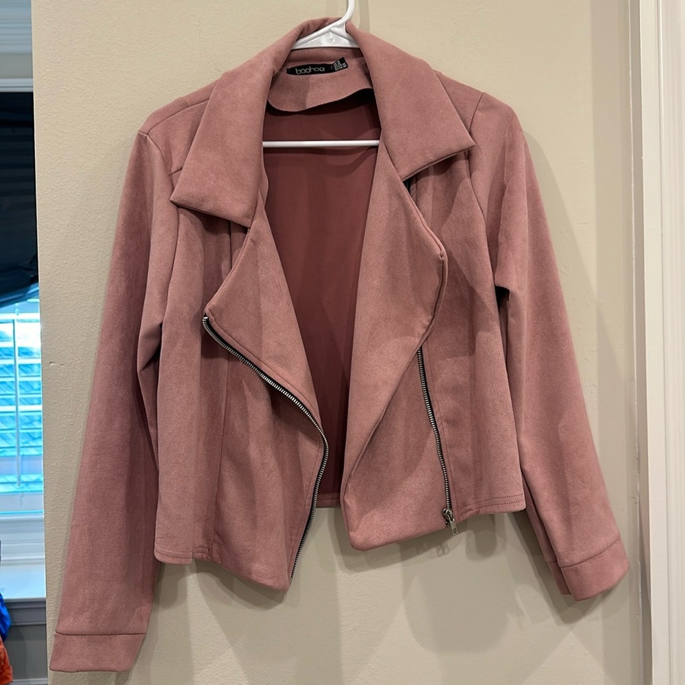 Boohoo pink velvet jacket- 10